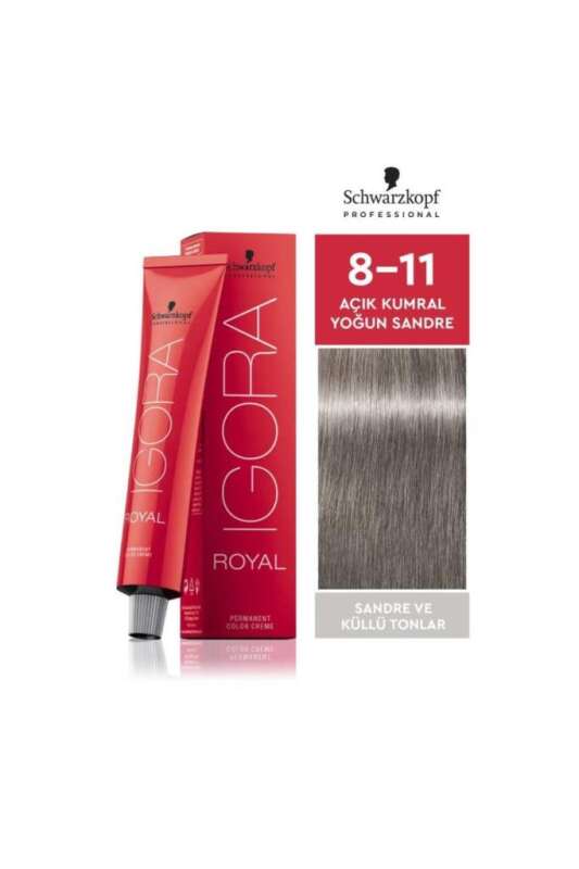 Igora Royal Küllü Tonlar 8-11 Açık Kumral Yoğun Sandre Saç Boyası 60 ml | Soğuk ve Doğal Küllü Yansımalar - 1