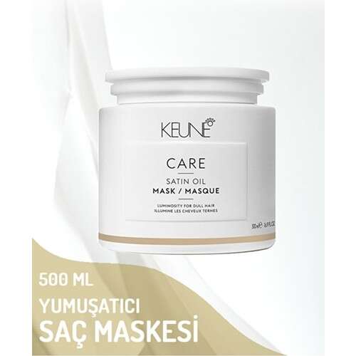 Keune Satin Oil Kuru ve Cansız Saçlar İçin Yumuşatıcı Bakım Maskesi 500ml | Derinlemesine Nemlendirme ve Parlaklık - 1