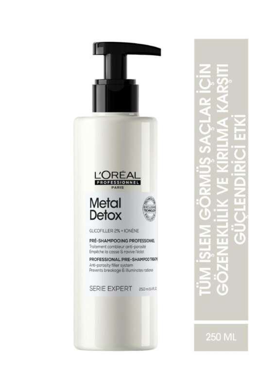 LOréal Metal Detox Şampuan Öncesi Bakım Serumu 250ml - Boyalı ve Açık Renkli Saçlarda Metal Temizleyici & Renk Koruyucu Serum - 1